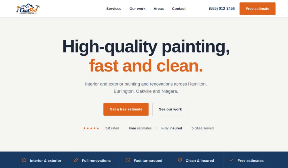 CoatPro Painting and Renovations website